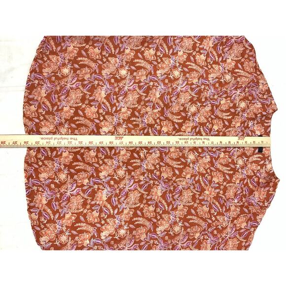 J.CREW Women’s Orange Floral Long Sleeve Ramie Tunic Top in Painted Block Size L - Picture 7 of 11